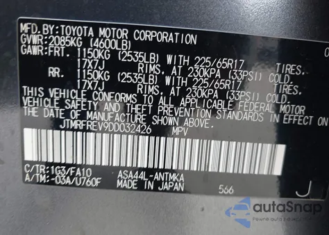 2013 Toyota Rav4 Xle from USA, damaged, VIN JTMRFREV9DD032426